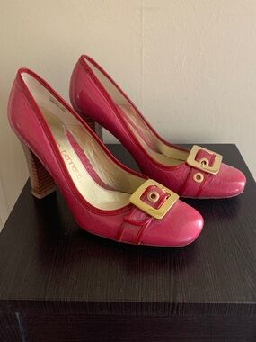 Hot Pink Patent Block Heel Buckle Pump (8)